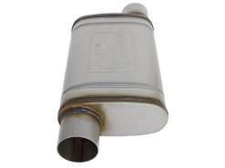 Alternative view of aFe MACH Force-Xp 409 SS Muffler 3in ID Offset/Offset x 4in H x 9in W x 14in L - Oval Body
