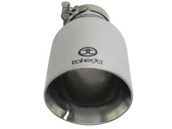aFe Takeda 304 Stainless Steel Clamp-On Exhaust Tip 2.5in. Inlet / 4.5in. Outlet / 9in. L - Polished - Image 3