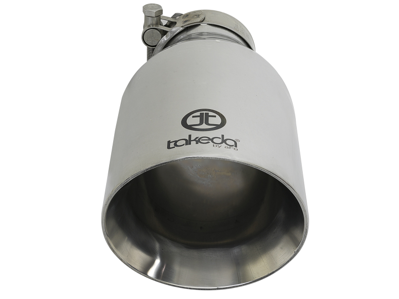 aFe Takeda 304 Stainless Steel Clamp-On Exhaust Tip 2.5in. Inlet / 4.5in. Outlet / 9in. L - Polished - Image 3
