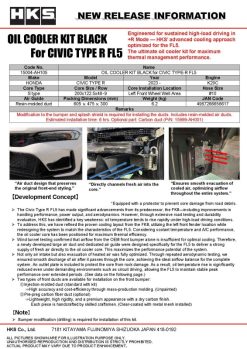 Alternative view of HKS 2023+ Honda Civic Type R FL5 S Type Oil Cooler Kit - Black