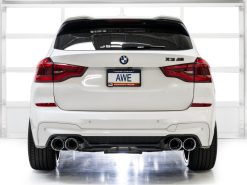Alternative view of AWE Tuning 20-25 BMW X3 M/M Comp (F97) AWD SwitchPath Axle-Back Exhaust - Chrome Silver Tips