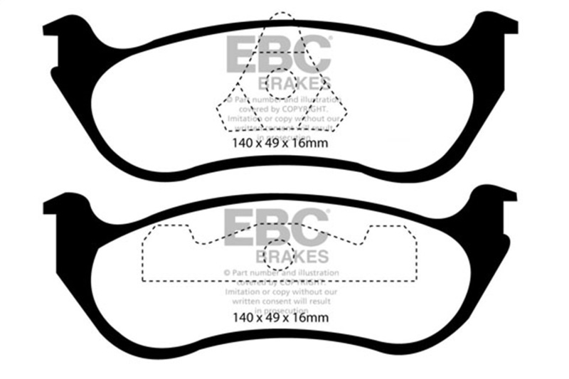 EBC 95-97 Ford Crown Victoria 4.6 (ABS) (Steel PisTons) Yellowstuff Rear Brake Pads - Image 2