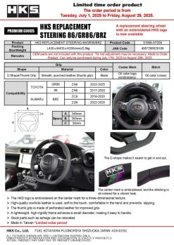 Alternative view of HKS Subaru BRZ ZN(D)8/ZN(C)6E Replacement Steering Wheel
