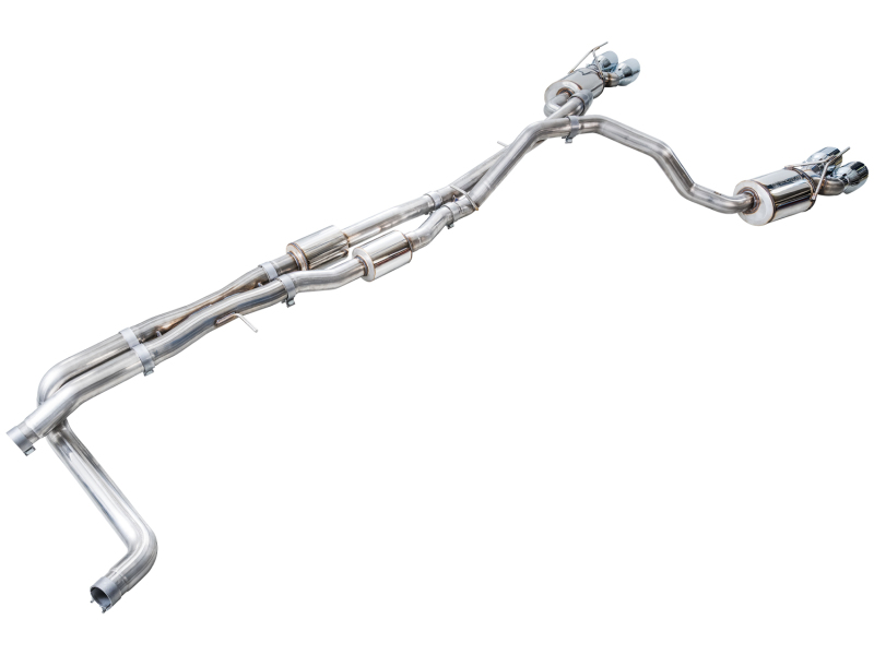 AWE Tuning 2021+ Cadillac Escalade 6.2L 0FG Dual Exit Exhaust System w/ 5in Chrome Silver Tips - Image 12