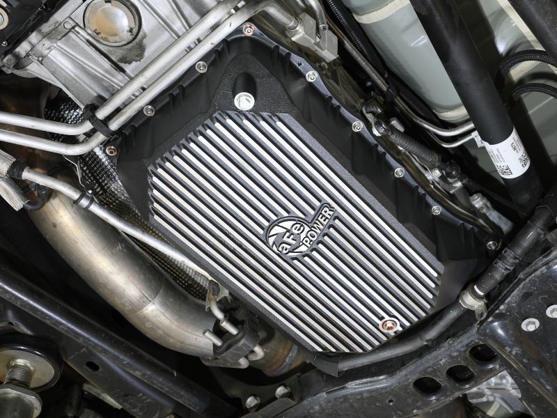 aFe 20-25 GM Diesel V8-6.6L L5P Transmission Pan w/ Machined Fins - Black - Image 8