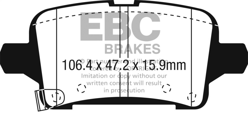 EBC 2016+ Chevrolet Malibu 1.5L Turbo (Elec PB) Yellowstuff Rear Brake Pads - Image 2