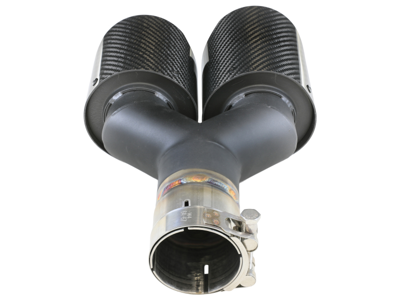 aFe Takeda 2.5in 304 Stainless Steel Clamp-on Exhaust Tip Passenger Side 2.5in Inlet 4inDual-Carbon - Image 4