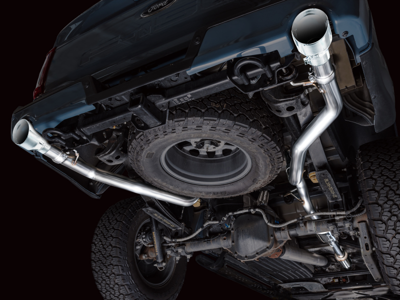 AWE Tuning 2021+ Ford F150 Tremor w/ Bumper Cutouts 0FG Resonated Cat-Back w/ Chrome Silver Tips - Image 3
