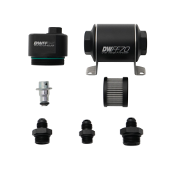 DeatschWerks DWFFR-X 70mm Billet Fuel Filter Regulator - 10 Micron with 6AN Fittings