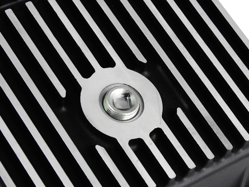 aFe POWER Transmission Pan Ford Trucks 80-92 (AOD Transmission)- Black w/ Machined Fins - Image 6