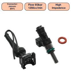 DeatschWerks Universal 1250cc Single Fuel Injector / 34mm Length / 14mm O-Ring Seals