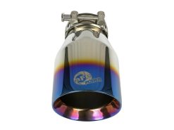 aFe Mach Force XP 304 Stainless Steel Clamp-On Exhaust Tip 2.5in Inlet / 4in Outlet - Blue Flame - Image 3