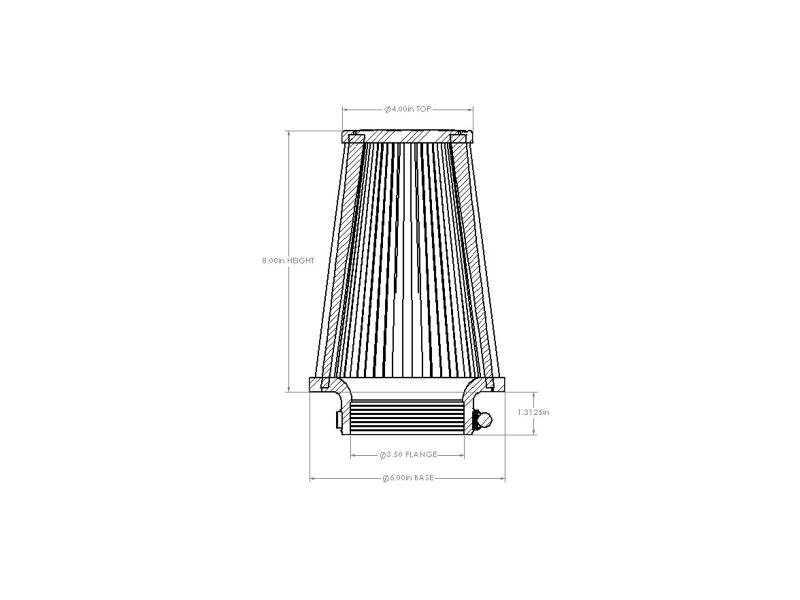 aFe POWER Universal Clamp-On Air Filter w/ D2 Dura-Dry Media - 3-1/2in F x 6in B x 4in T x 8in H - Image 6