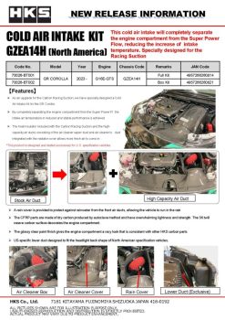 Alternative view of HKS COLD AIR INTAKE BOX KIT GZEA14H (US)