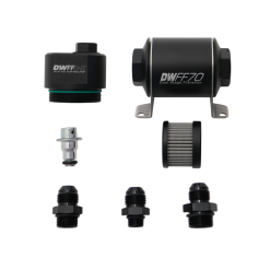 DeatschWerks DWFFR-X 70mm Billet Fuel Filter Regulator - 10 Micron with 8AN Fittings