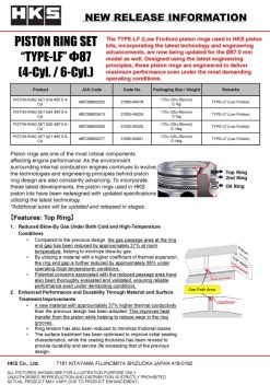 Alternative view of HKS PISTON RING SET N19 D87.0 4-Cyl.