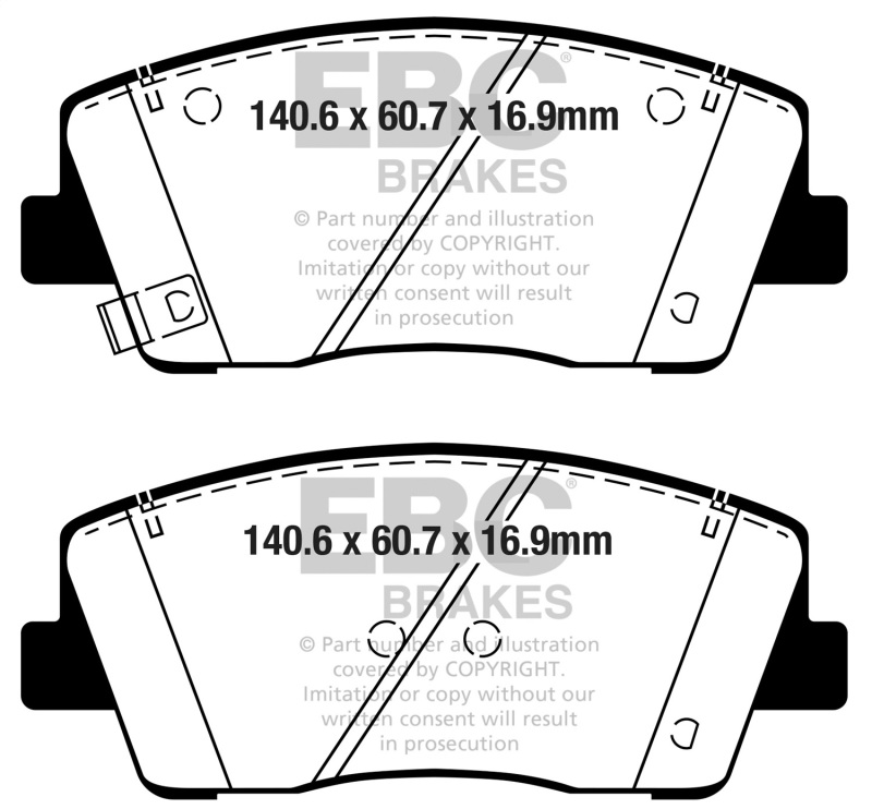 EBC 2019+ Genesis G70 2.0T Yellowstuff Front Brake Pads - Image 2