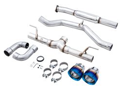 Alternative view of AWE Track Edition Exhaust for Subaru BRZ / Toyota GR86 / Toyota 86 / Scion FR-S - Vapor Blue Tips