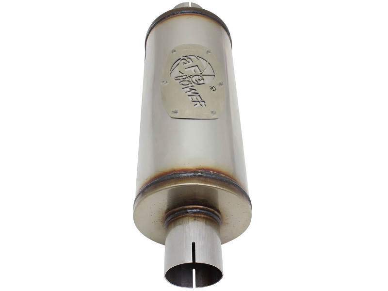 aFe MACH Force-Xp 409 SS Muffler 2-1/2in Center/Center 14in L X 6in Dia - Round Body - Image 3