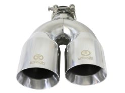 aFe Takeda 2.5in 304 Stainless Steel Clamp-on Tip Passenger Side 2.5in Inlet 4inDual - Polished - Image 3