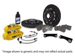 Alternative view of EBC Racing 17-21 Honda Civic Type-R (FK8) Yellow Apollo-6 Calipers 380mm Rotors Front Big Brake Kit