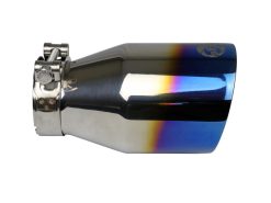 Alternative view of aFe Mach Force XP 304 Stainless Steel Clamp-On Exhaust Tip 2.5in Inlet / 4in Outlet - Blue Flame