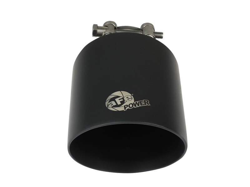 aFe Takeda 304 SS Clamp-On Exhaust Tip 2.5in. Inlet / 4.5in. Outlet / 7in. L - Black - Image 4