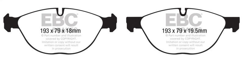 EBC 10-14 BMW X5 4.4 Twin Turbo (50) Yellowstuff Front Brake Pads - Image 2