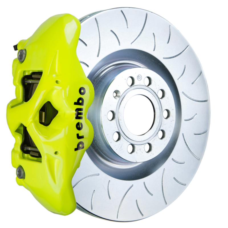 Brembo 07-15 TT 2.0T/3.2L/09-15 TTS Fr GT BBK 4Pist Cast 345x30 1pc Rotor Slot Type3- Fluo. Yellow