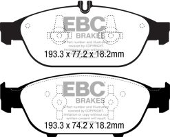 Alternative view of EBC 12+ Mercedes-Benz E550 4.6 Twin Turbo Coupe Yellowstuff Front Brake Pads