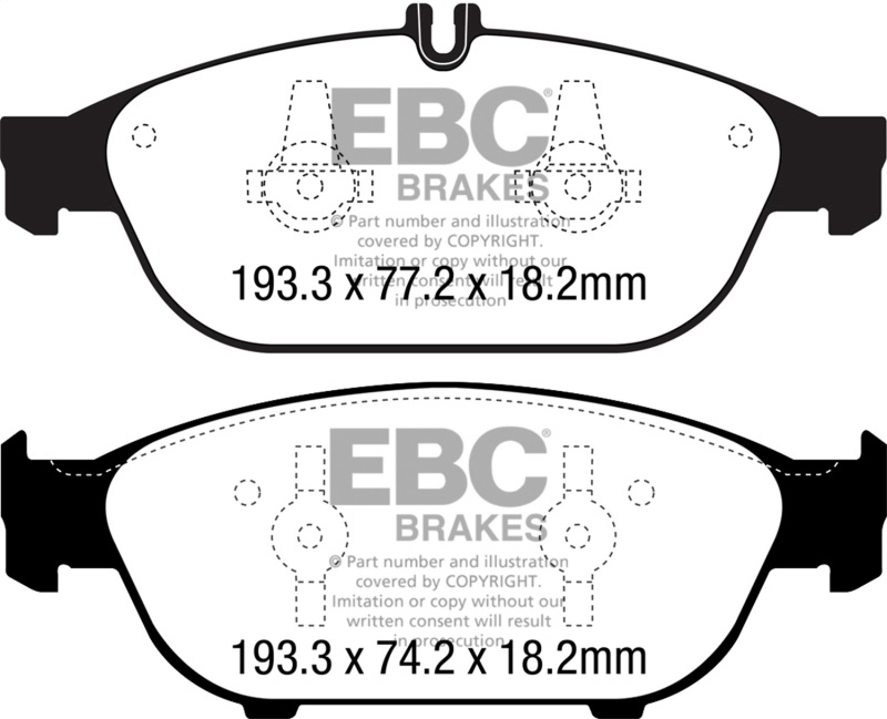 EBC 12+ Mercedes-Benz E550 4.6 Twin Turbo Coupe Yellowstuff Front Brake Pads - Image 2