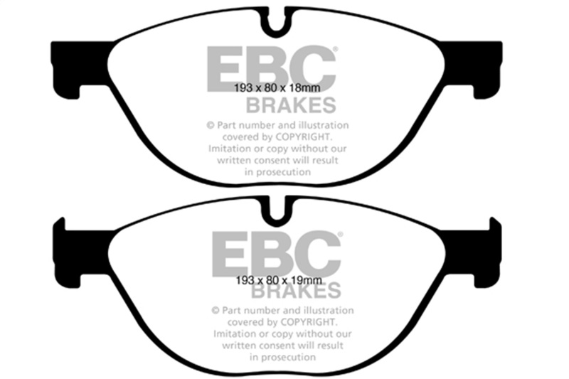 EBC 12-13 BMW 528 2.0 Turbo (F10) Performance Yellowstuff Front Brake Pads - Image 2