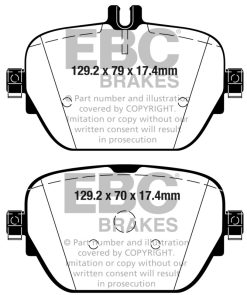 Alternative view of EBC 2019+ Mercedes-Benz CLS53 AMG (C257) 3.0L Turbo Yellowstuff Rear Brake Pads