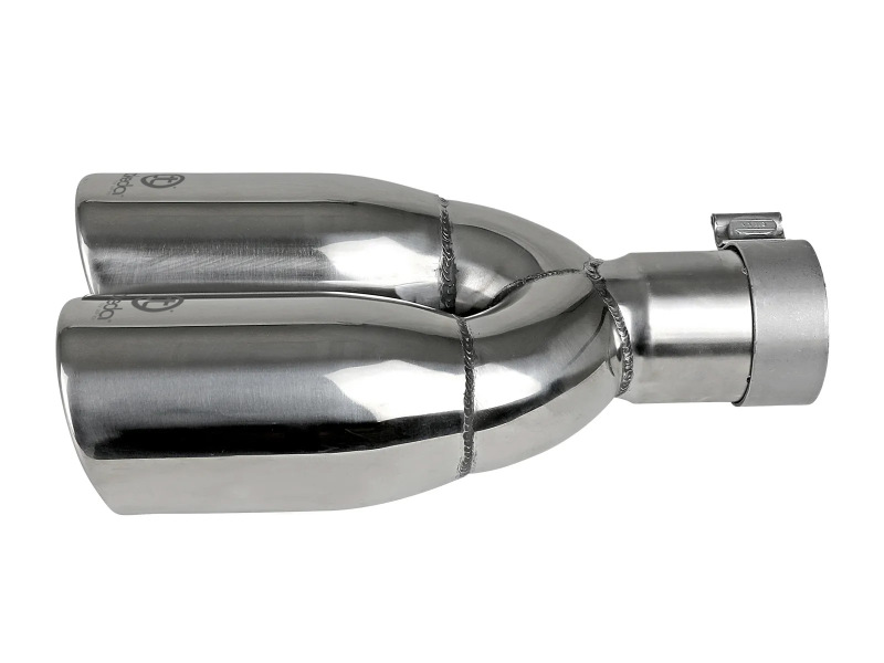 aFe Takeda 304 Stainless Steel Clamp-on Exhaust Tip Polished 2-1/2ininlet x 3-1/2in Outlet X 12in L - Image 2