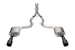 Corsa 2024 Ford Mustang GT Coupe 3in Sport Cat-Back Exhaust - 4.5in Black Carbon Fiber Tips