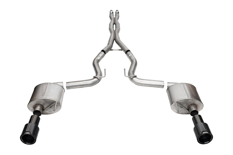 Corsa 2024 Ford Mustang GT Coupe 3in Sport Cat-Back Exhaust - 4.5in Black Carbon Fiber Tips