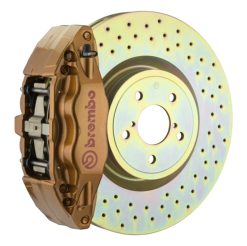 Brembo 02-07 Impreza/WRX/08-14 WRX Front GT BBK 4 Piston Cast 2pc 326 x30 1pc Rotor Drilled - Gold