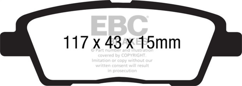 EBC 10-11 Hyundai Genesis 3.8 Yellowstuff Rear Brake Pads - Image 2