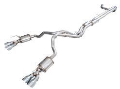 Alternative view of AWE Tuning 2021+ Cadillac Escalade 6.2L ESV 0FG Dual Exit Exhaust System w/ 5in Chrome Silver Tips