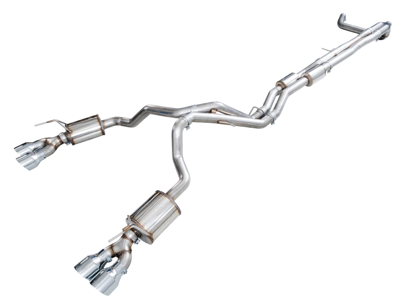 AWE Tuning 2021+ Cadillac Escalade 6.2L ESV 0FG Dual Exit Exhaust System w/ 5in Chrome Silver Tips - Image 2