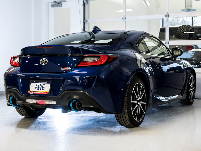 AWE Track Edition Exhaust for Subaru BRZ / Toyota GR86 / Toyota 86 / Scion FR-S - Vapor Blue Tips - Image 3