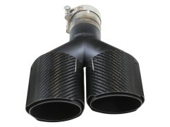 aFe Takeda 2.5in 304 Stainless Steel Clamp-on Exhaust Tip Passenger Side 2.5in Inlet 4inDual-Carbon - Image 3
