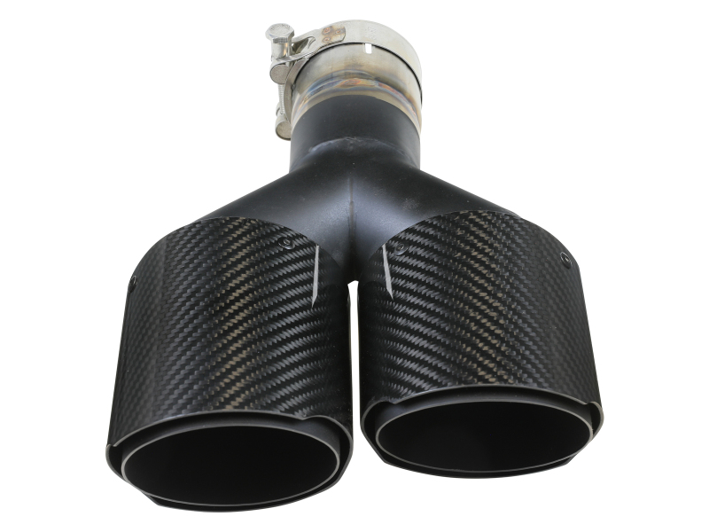 aFe Takeda 2.5in 304 Stainless Steel Clamp-on Exhaust Tip Passenger Side 2.5in Inlet 4inDual-Carbon - Image 3