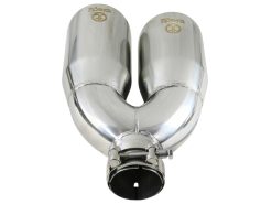 aFe Takeda 2.5in 304 Stainless Steel Clamp-on Exhaust Tip Drivers Side 2.5in Inlet 4inDual- Polished - Image 4