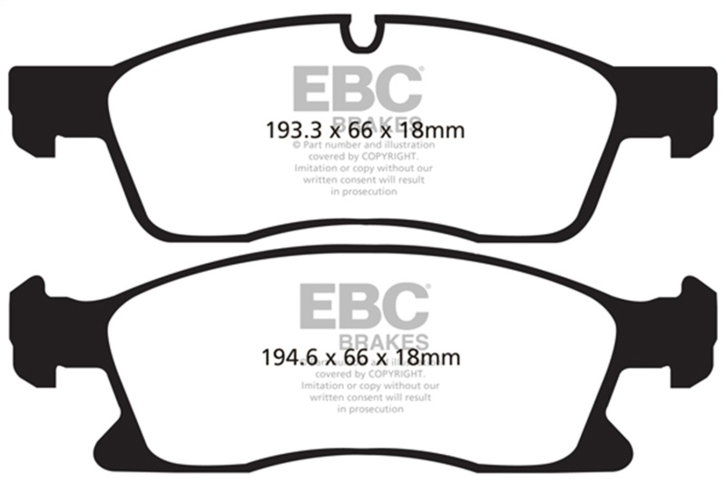 EBC 11+ Dodge Durango 3.6 Yellowstuff Front Brake Pads - Image 2