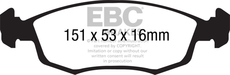 EBC 11+ Fiat 500 1.4 (ATE Calipers) Yellowstuff Front Brake Pads - Image 2