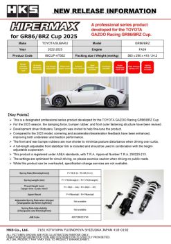 Alternative view of HKS 21+ Toyota GR86/Subaru BRZ Cup Hipermax R Full Kit