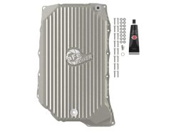Alternative view of aFe GM Diesel Trucks 20-25 V8-6.6L L5P POWER Street Series Transmission Pan Raw w/ Machined Fins