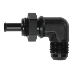 DeatschWerks 10AN Male Flare Bulkhead to 3/8in Hose Barb 90-Degree
