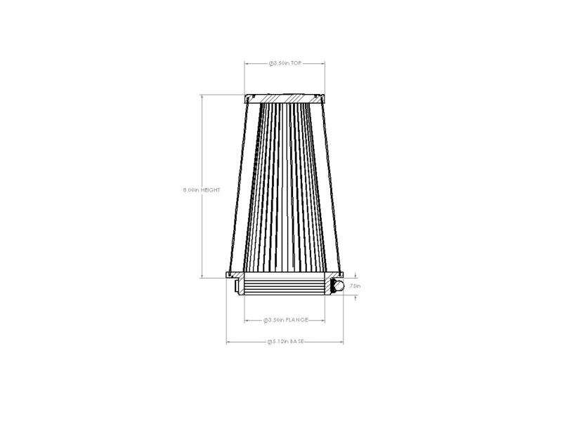 aFe POWER Universal Clamp-On Air Filter w/ D2 Dura-Dry Media - 3-1/2in F x 5in B x 3-1/2in T x 8in H - Image 6